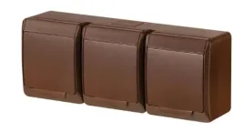 hermes-gniazdo-potrojne-3x2p-z-ip44-brazowy-0323-06