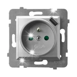gniazdo-z-ladowarka-usb-a-5v-21a-ospel-aria-gp-1uzpusb-m-18-srebro