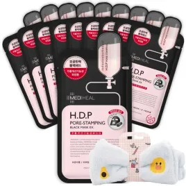 maski-plachta-zestaw-oczyszczajace-zwezajace-pory-10x25ml-mediheal-opaska