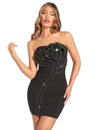 dc27311-shein-czarna-sukienka-tuba-odkryte-ramiona-kwiaty-3d-30-l