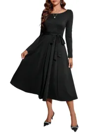 zc63102-shein-elegancka-wizytowa-czarna-sukienka-dlugi-rekaw-pasek-30-l