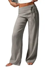 shein-spodnie-casual-szare-w-gladki-wzor-z-wiazaniem-w-pasie-m-1ma