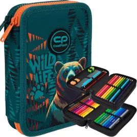 coolpack-piornik-szkolny-dwukomorowy-z-wyposazeniem-kredki-bear