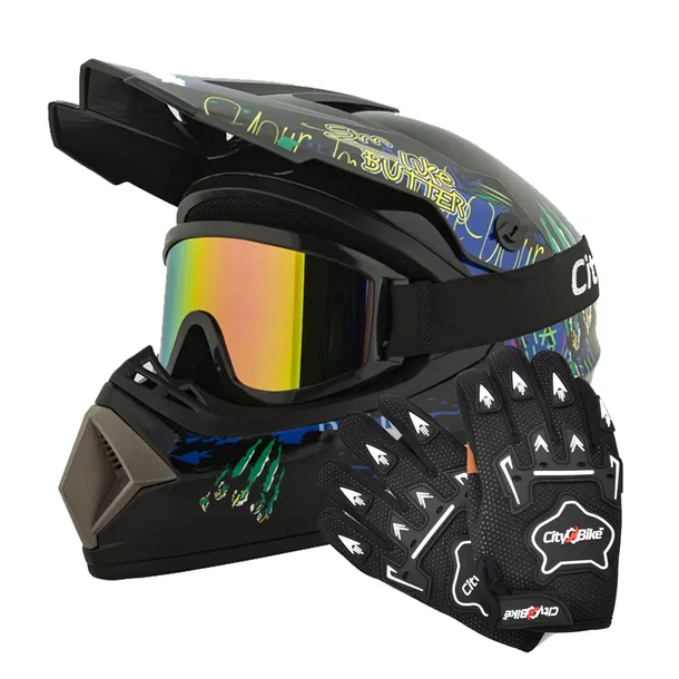 Kask Cross Gogle Rękawice na Cross Quad ATV Enduro Rower BMX Hulajnoga L