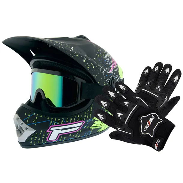 Kask Cross dla dziecka Gogle Rękawice Enduro Quad Hulajnoga Elektryczna M