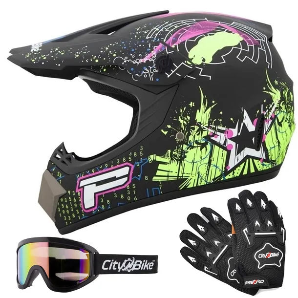 Kask Cross Gogle Rękawice na Motocross Enduro Quad BMX Hulajnogę XL