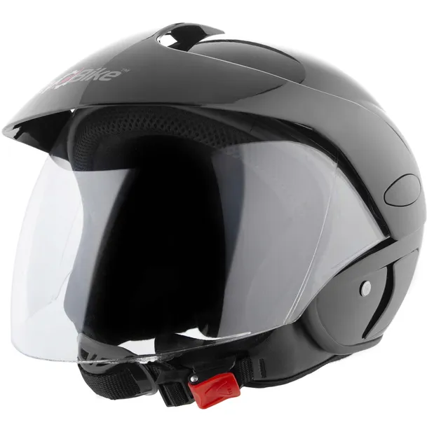 KASK MOTOCYKLOWY OTWARTY NA MOTOR SKUTER QUAD ROWER L CZARNY POŁYSK