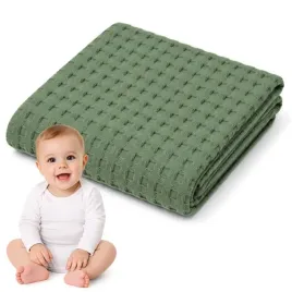 koc-kocyk-niemowlecy-dzieciecy-wafelkowy-100percent-bawelna-70x100cm-zielony