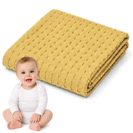 koc-kocyk-niemowlecy-dzieciecy-wafelkowy-100percent-bawelna-70x100cm-zolty