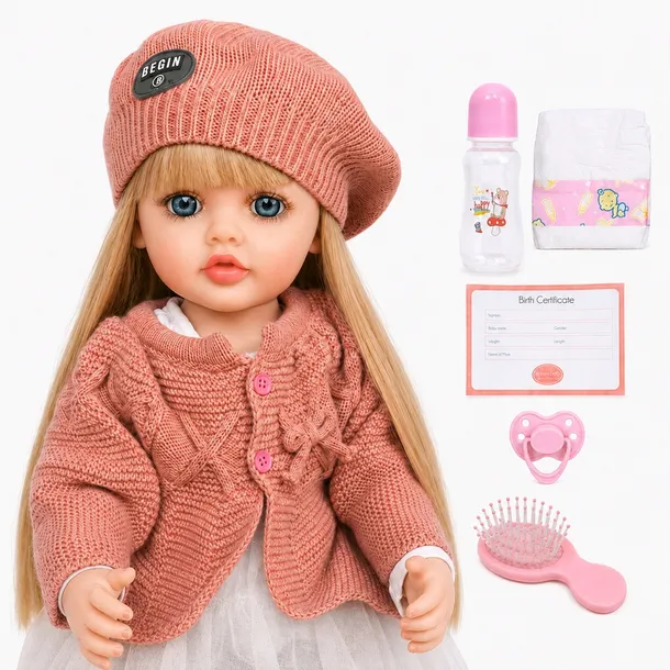 Elegancka lalka jak żywa 55cm uczy angielskiego bobas akcesoria smoczek but