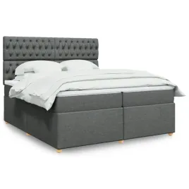 vidaxl-lozko-kontynentalne-z-materacem-ciemnoszara-tkanina-200x200-cm
