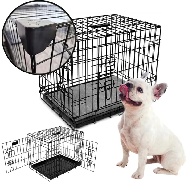 Klatka dla psa metalowa transporter kojec 76x46 cm + NAROŻNIKI GRATIS