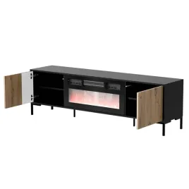 szafka-rtv-merci-180x40x535-czarny-dab-artisan-kominek