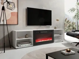 szafka-rtv-polo-200x33x505-bialy-kominek-czarny