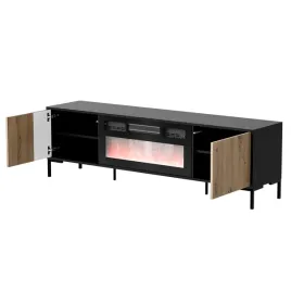 szafka-rtv-merci-180x40x535-czarny-dab-artisan-kominek