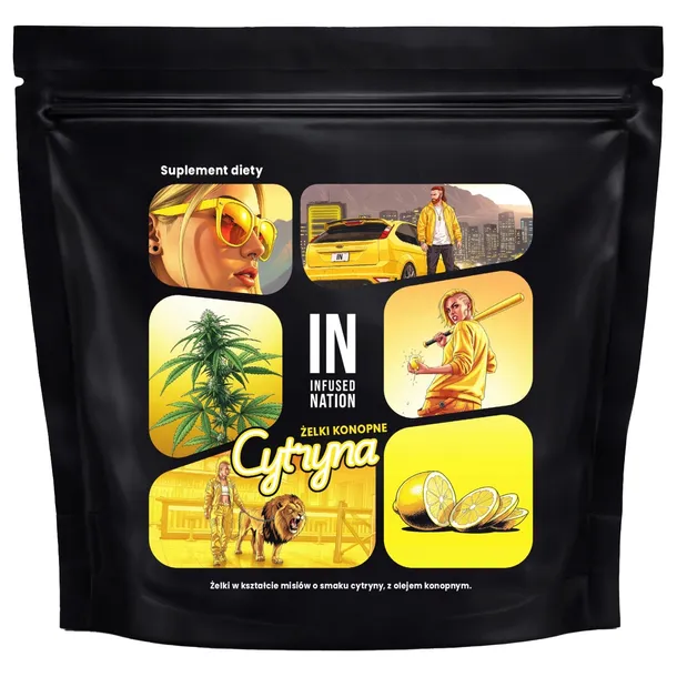 Żelki konopne Infused Nation CYTRYNOWE z olejek olej 140g
