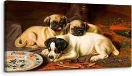 obraz-na-plotnie-duzy-psy-50x100-cm-nowoczesny-drewniana-rama-psy
