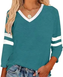 damska-bluzka-v-neck-3-4-niebieska-r-s
