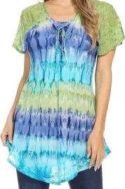 bluzka-boho-tunika-tie-dye-ombre-one-size-niebiesko-zielona