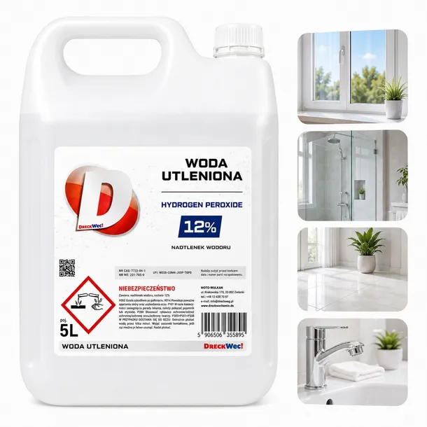 NADTLENEK WODORU 12% WODA UTLENIONA 5L - ODKAŻANIE WYBIELACZ DEZYNFEKCJA