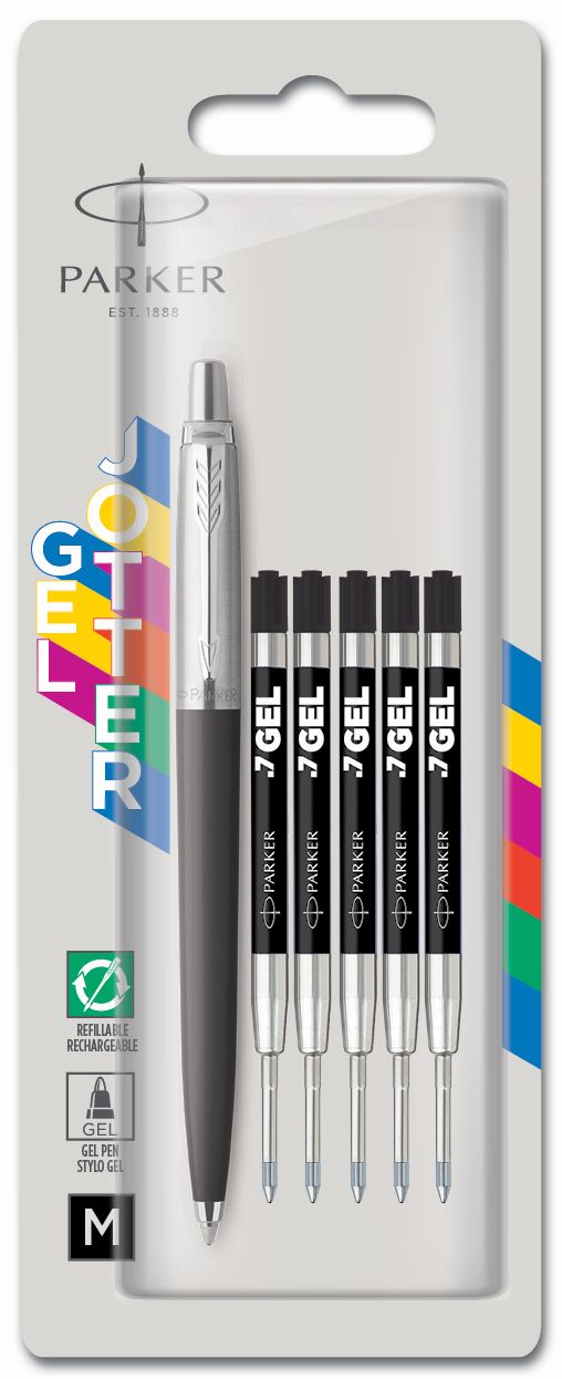 Zestaw Długopis Parker Jotter Gel Czarny + 5 Wkładów