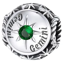 charms-bliznieta-znak-zodiaku-koralik-srebro-925-zielona-cyrkonia-krysztal