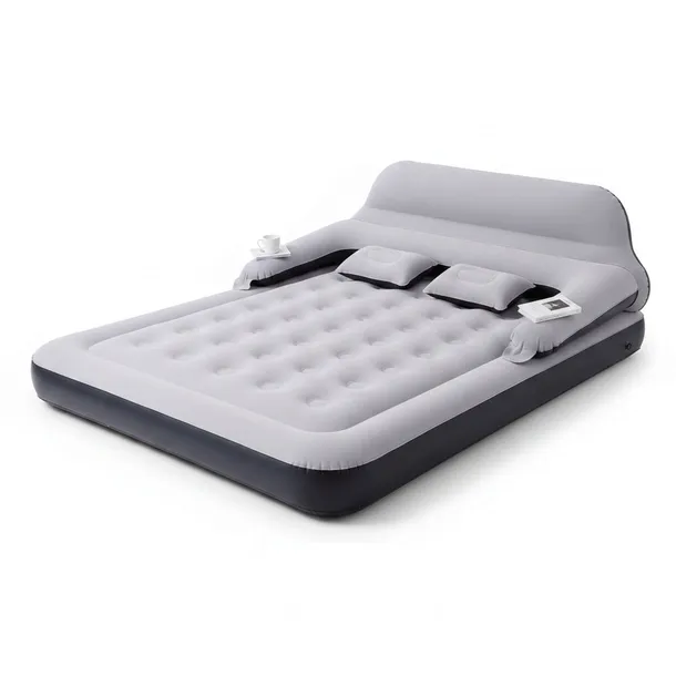 Materac dmuchany Queen Size z oparciem i poduszkami – wygodny wypoczynek w