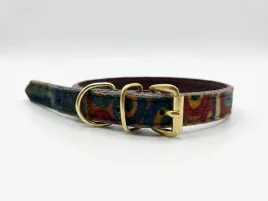 obroza-skorzana-zielona-mozaika-1cm-40-cm
