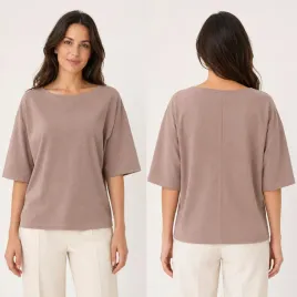 bluzka-koszulka-damska-bawelniana-gladka-luzna-krotki-rekaw-braz-2xl-3xl