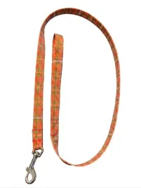 smycz-materialowa-pomaranczowa-kratka-2cm-120cm