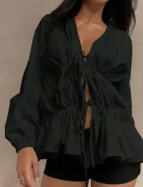missguided-bluzka-damska-czarna-z-wiazaniami-m-1-a