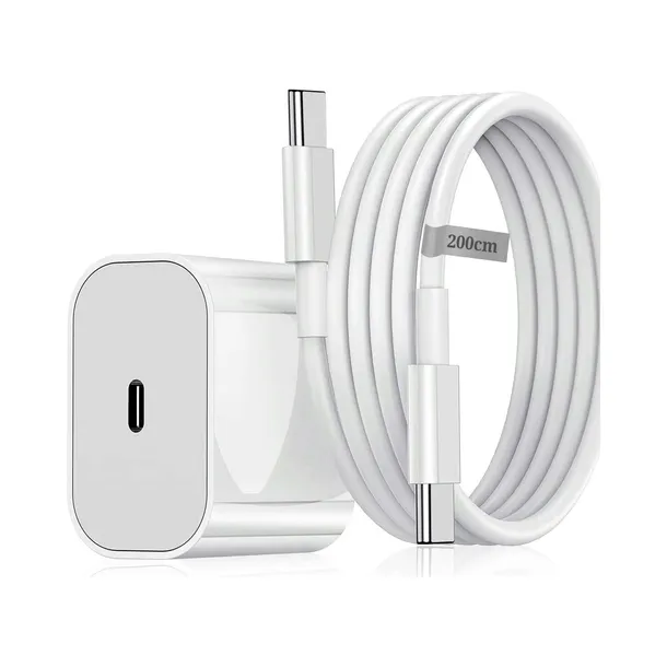 ZESTAW SZYBKA ŁADOWARKA SIECIOWA PD 20W + KABEL USB-C- PD 200cm