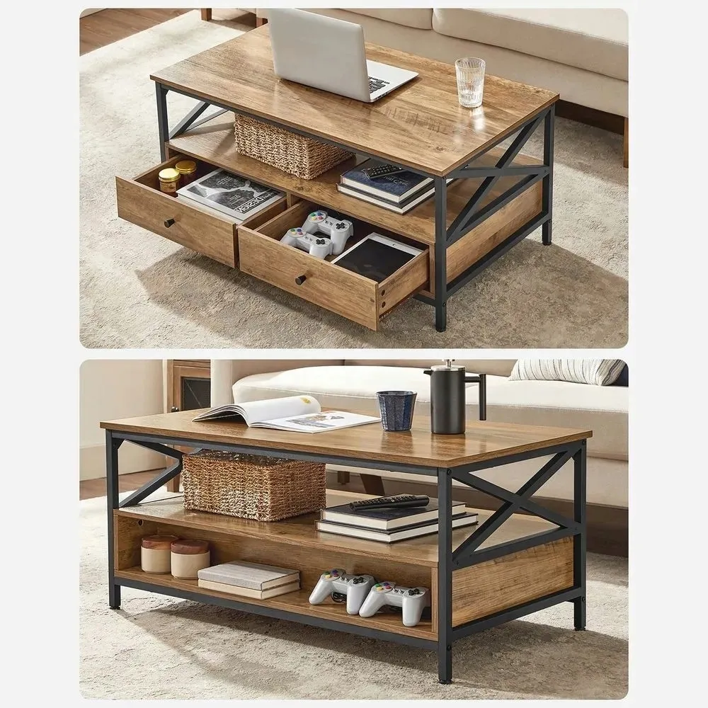 Ława Songmics VASAGLE prostokątny 100 x 55 x 45cm odcienie brązu - zdjęcie 2