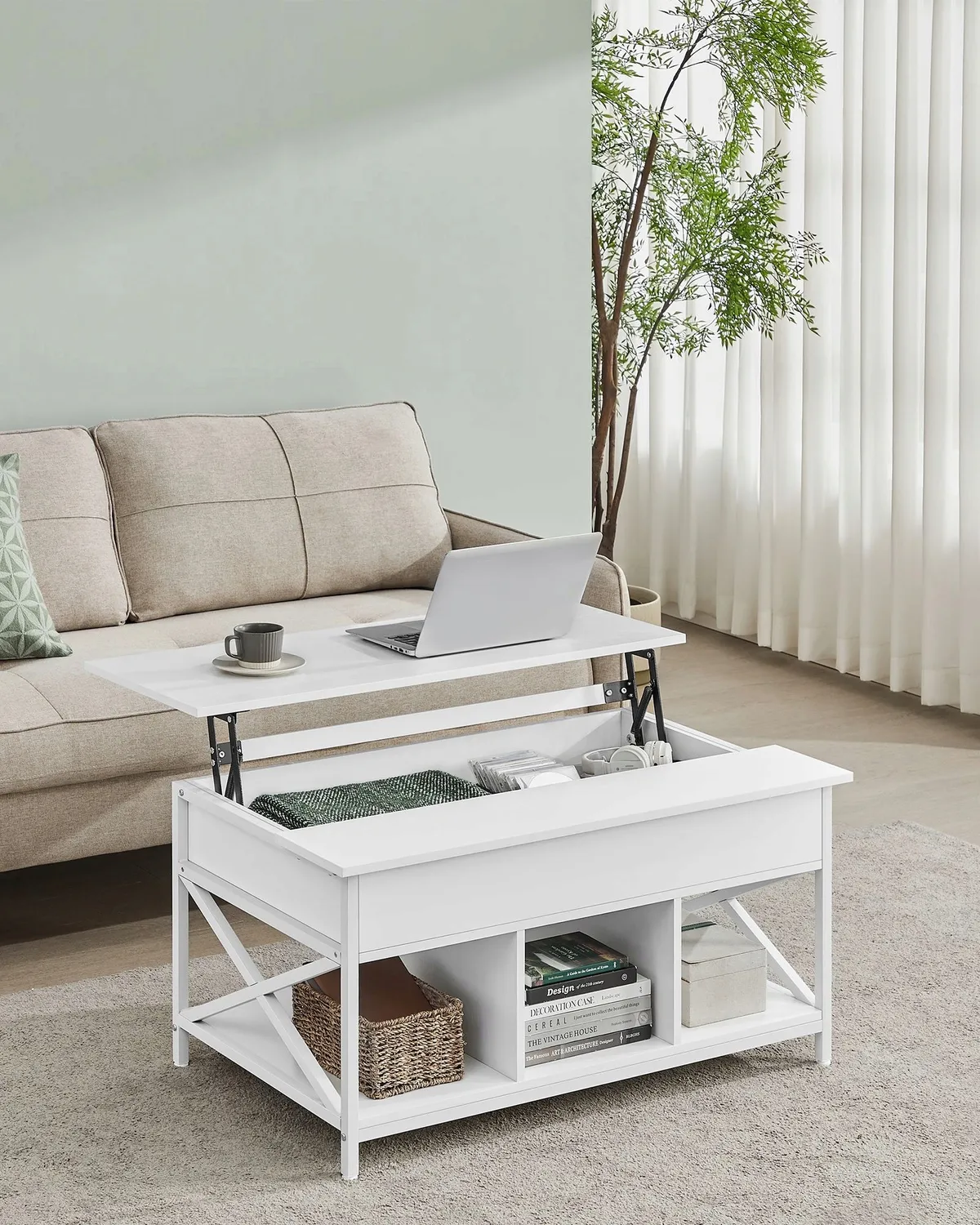 Stolik kawowy Songmics prostokątny 100 x 60 x 62cm biały - zdjęcie 2