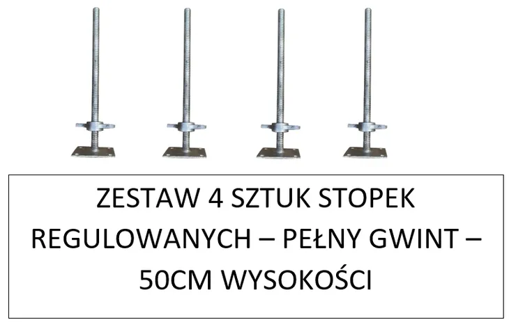 Stopa rusztowania warszawskiego regulowana PEŁNA 50cm wysokość 4 SZTUKI