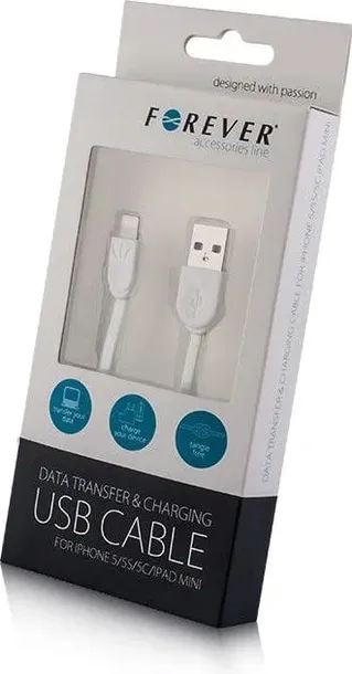 kabel-usb-forever-usb-a-plaski-bialy-1-mb-stan-nowy