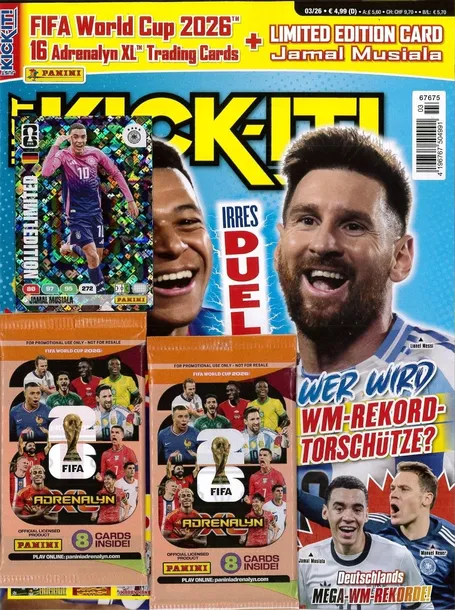 JUST KICK - IT! 3 / 2026 wersja DE 16 kart Fifa World Cup 2026 + LE MUSIALA