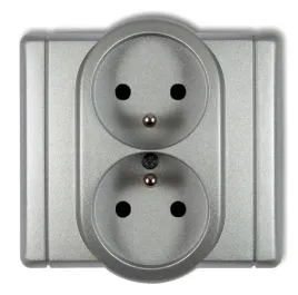 flexi-gniazdo-podwojne-z-u-srebrny-metalik-7fgp-2zp