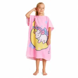 poncho-dzieciece-rozowe-unicorn-okrycie-plazowe-na-plaze-biwak-na-plaze