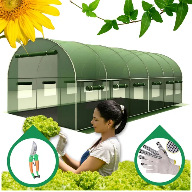 TUNEL OGRODOWY FOLIOWY SZKLARNIA 6x3 m ZIELONY 18 m2 PREMIUM RURKI FI 25