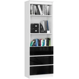 regal-stojacy-60-cm-do-biura-3-szuflady-3-polki-waski-bialy-czarny-polysk