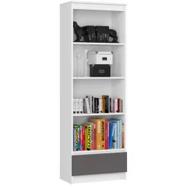 regal-60-cm-4-polki-1-szuflada-bialy-szary-matowy