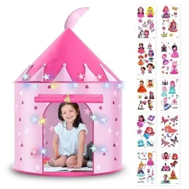 namiot-do-zabawy-rozowy-pop-up-z-swiatlami-i-naklejkami-dla-dzieci