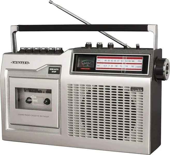 Radio retro magnetofon AM FM sieciowe bateryjne CROSLEY CT200