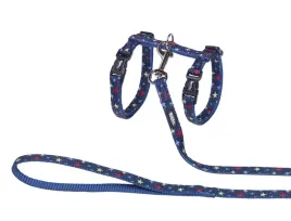 szelki-ze-smycza-dla-kota-stars-blue-nobby-rozowe-ze-wzorem
