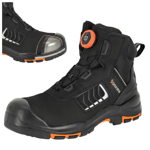 Wysokie Buty robocze S3 męskie skórzane BOA Wodoodporne z Noskiem Kompozyt