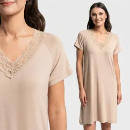 koszula-nocna-damska-moraj-z-krotkim-rekawem-wiskoza-bambusowa-bezowy-2xl