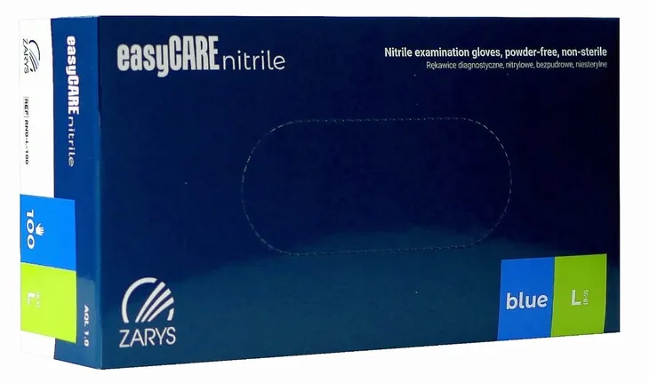 RĘKAWICE Rękawiczki nitrylowe bezpudrowe Zarys Easycare L niebieskie 100