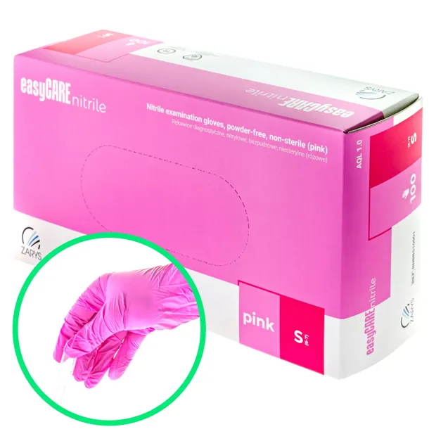 RĘKAWICE rękawiczki EASYCARE ZARYS NITRYLOWE RÓŻOWE PINK S