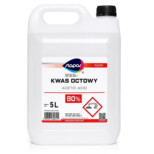Kwas Octowy 80% 5L Mocny Odkamieniacz Techniczny esencja octowa na chwasty